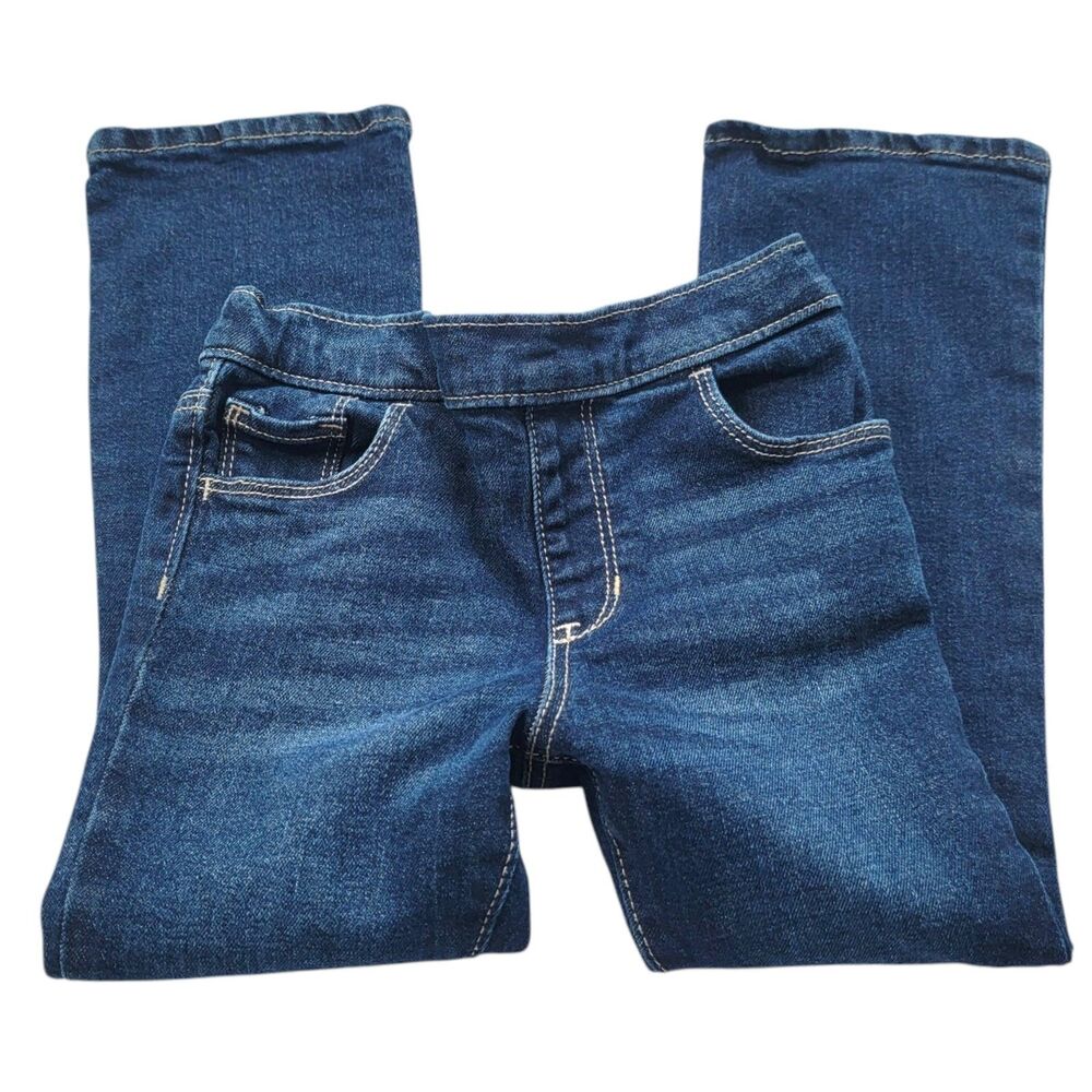 Old Navy Toddler Girl 5T Jeans High-Waisted Flare-Leg Pull-On Dark Wash